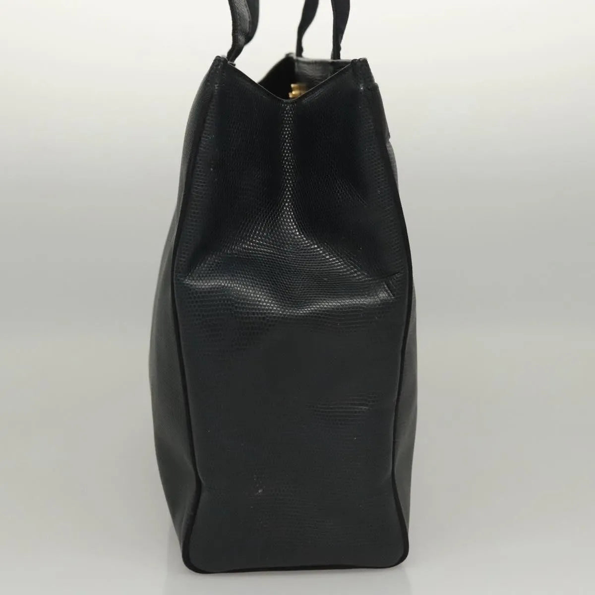 Salvatore Ferragamo Vintage Vara Bow Tote Lizard Embossed Leather, Navy, Leather, Tote Bag