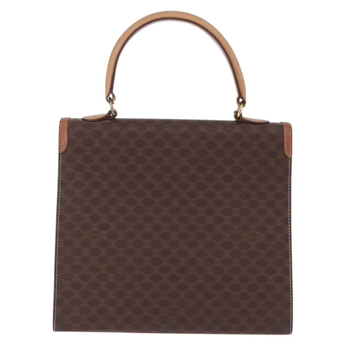 Celine Vintage Macadam Canvas and Leather, Brown, Canvas, Handbag