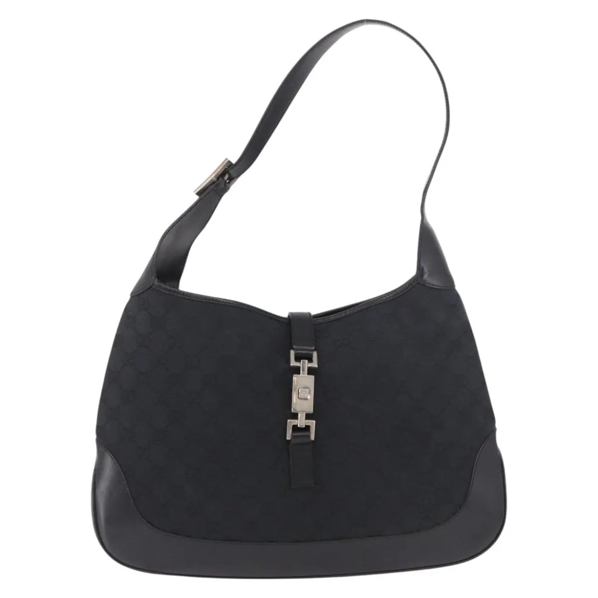 Gucci Vintage Jackie O Hobo Canvas and leather, Black, Canvas, Shoulder Bag