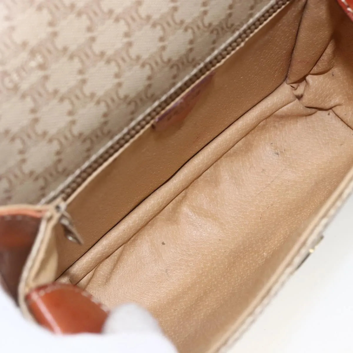 Celine Vintage Macadam Canvas and Leather, Beige, Canvas, Shoulder Bag