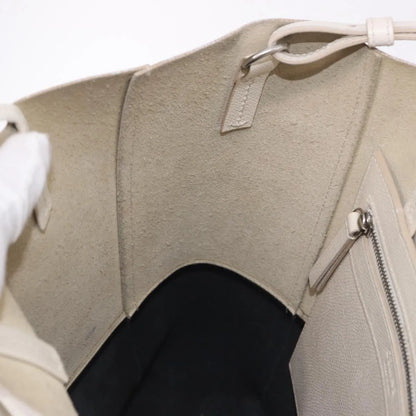 Celine Vertical Bi-Cabas Tote Leather, White, Leather, Tote Bag