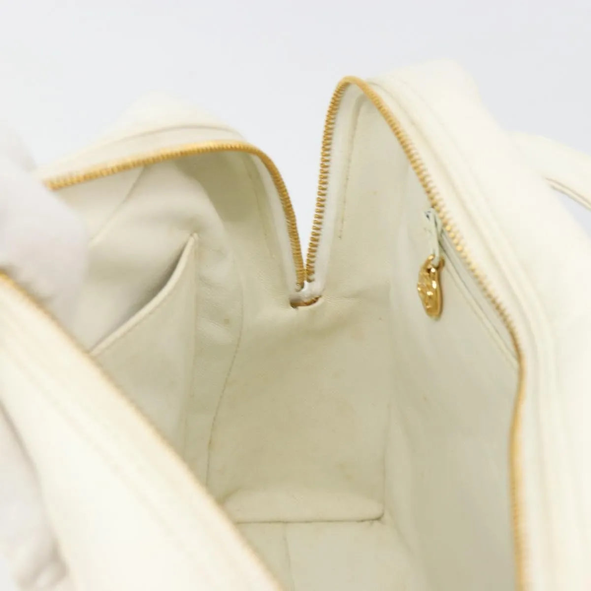 Chanel CC handbag Leather, White, Canvas, Handbag
