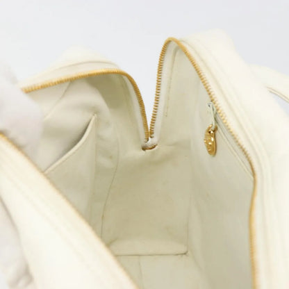 Chanel CC handbag Leather, White, Canvas, Handbag