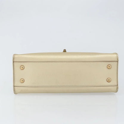 Salvatore Ferragamo Gancini Leather, Gold, Leather, Shoulder Bag