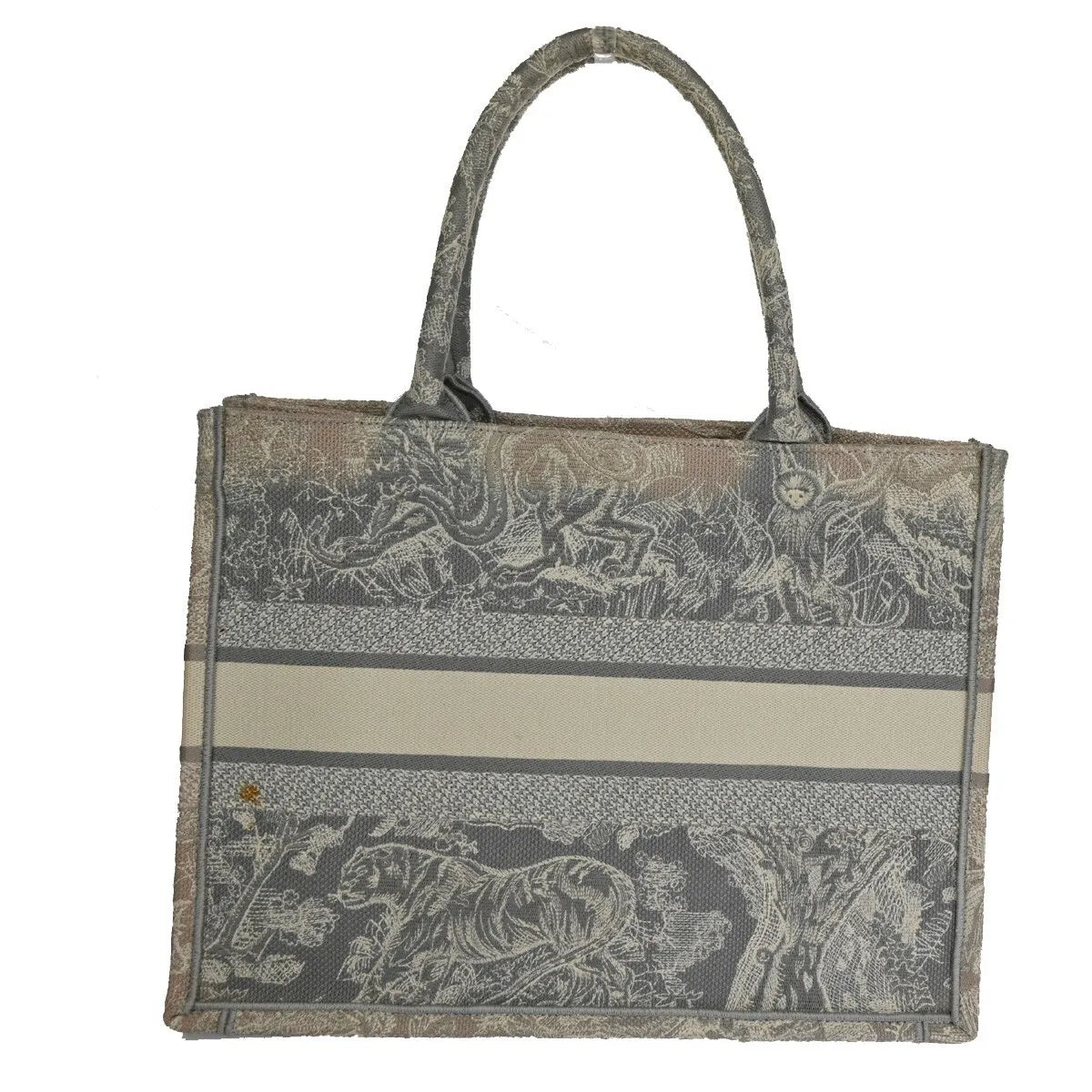 Christian Dior Book Tote Embroidered Canvas, Gray, Canvas, Tote bag