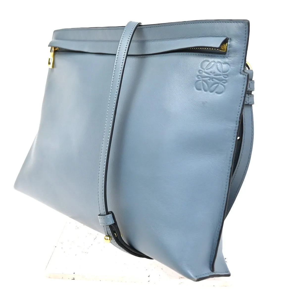 Loewe T Messenger Leather, Blue, Leather, Shoulder Bag