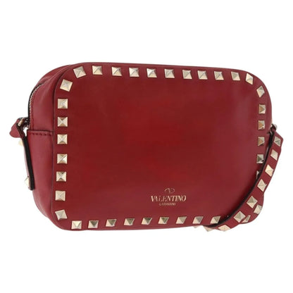 Valentino Garavani Rockstud Camera Leather, Red, Leather, Shoulder Bag