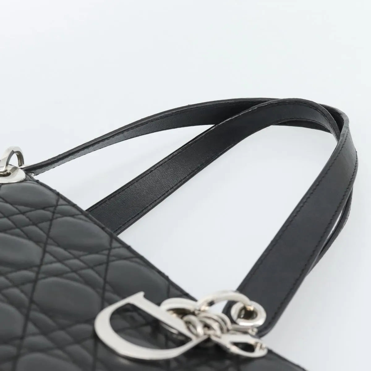 Christian Dior Vintage Lady Dior Tote Cannage Quilt Lambskin, Black, Leather, Tote Bag