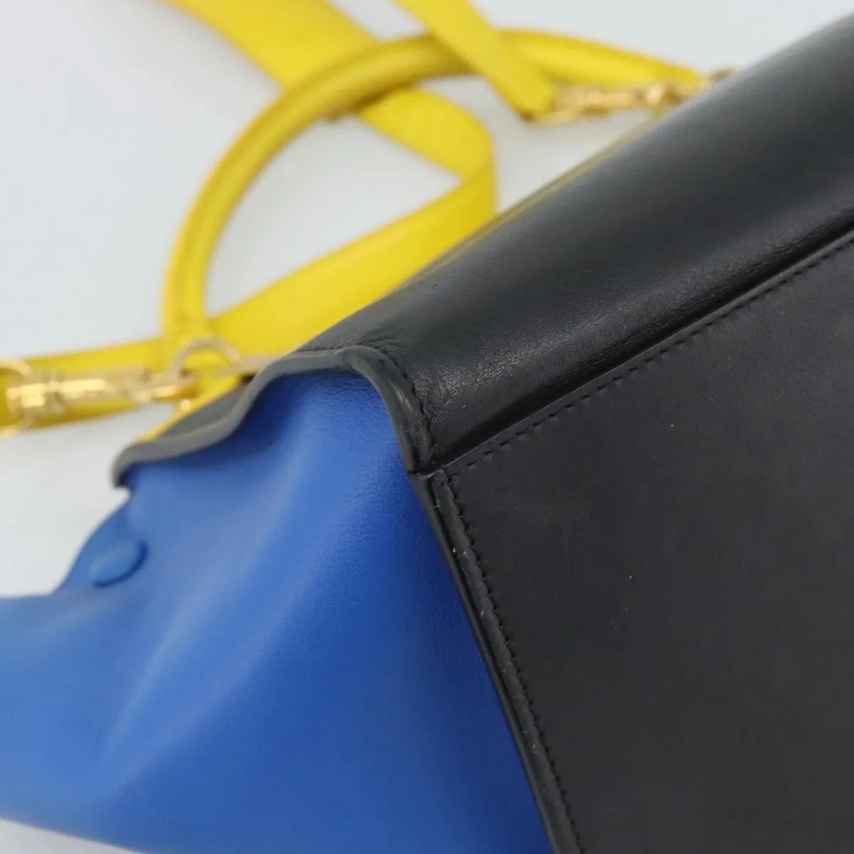 Celine Tricolor Trapeze Leather, Multicolour, Leather, Handbag