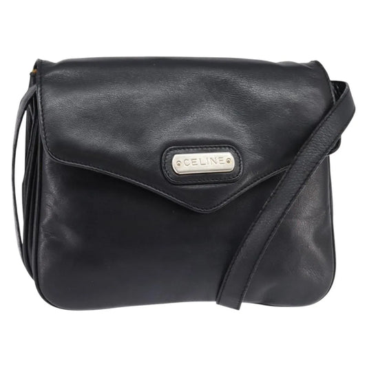 Celine Vintage Leather, Black, Leather, Shoulder Bag