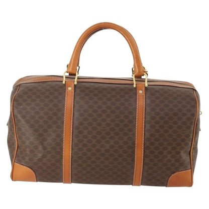 Celine Vintage Duffle Canvas and Leather, Brown, Canvas, Travel Bag