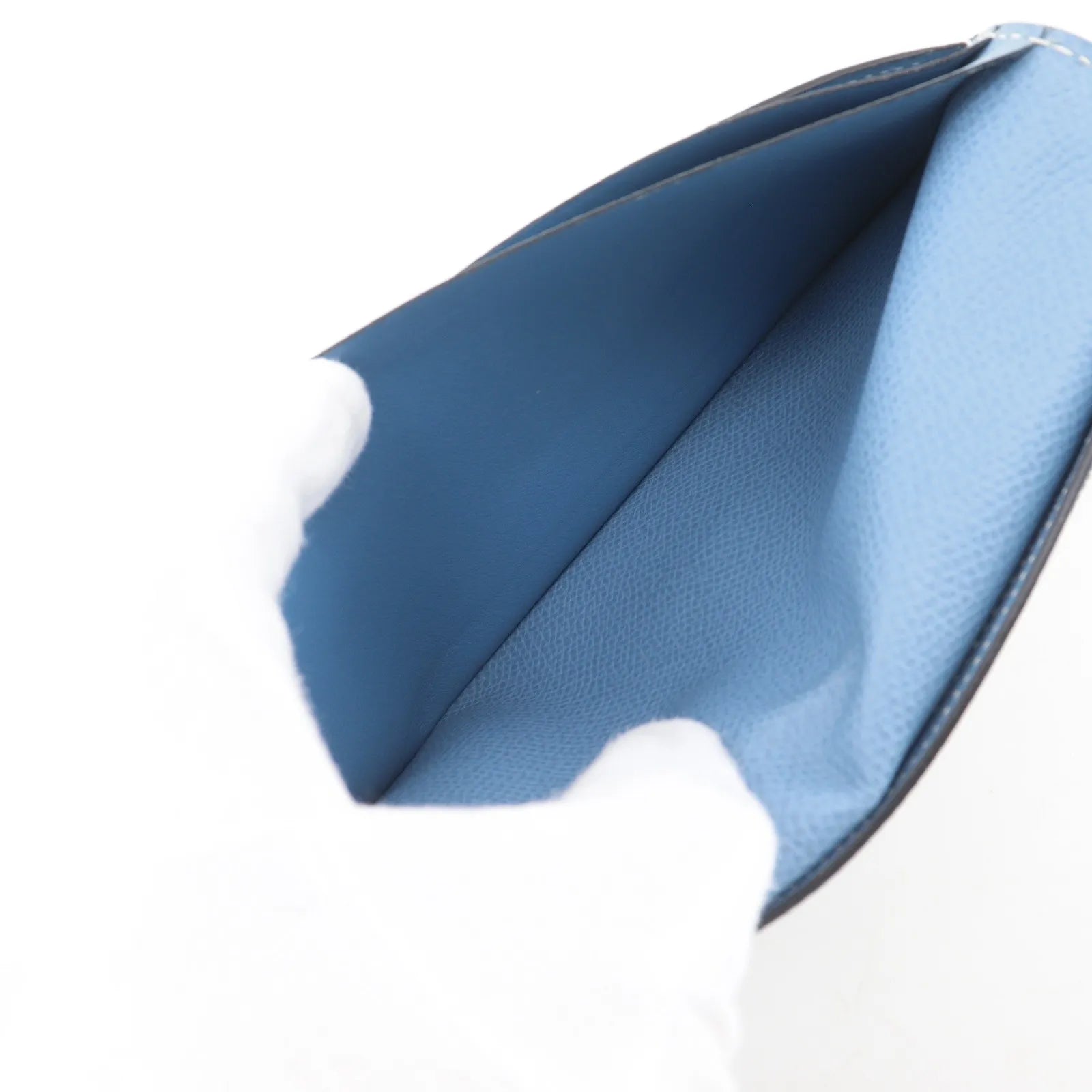 Hermes Bearn Epsom, Blue, Leather, Wallet