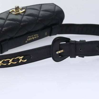 Chanel Vintage CC Waist Lambskin, Black, Leather, Shoulder Bag