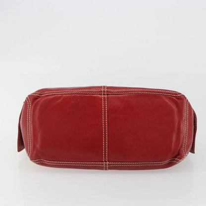 Celine Boogie Satchel Leather, Red, Leather, Handbag