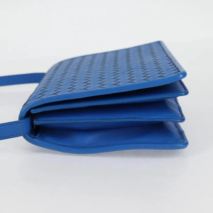 Bottega Veneta Double Compartment Flap Intrecciato Nappa, Blue, Leather, Shoulder Bag