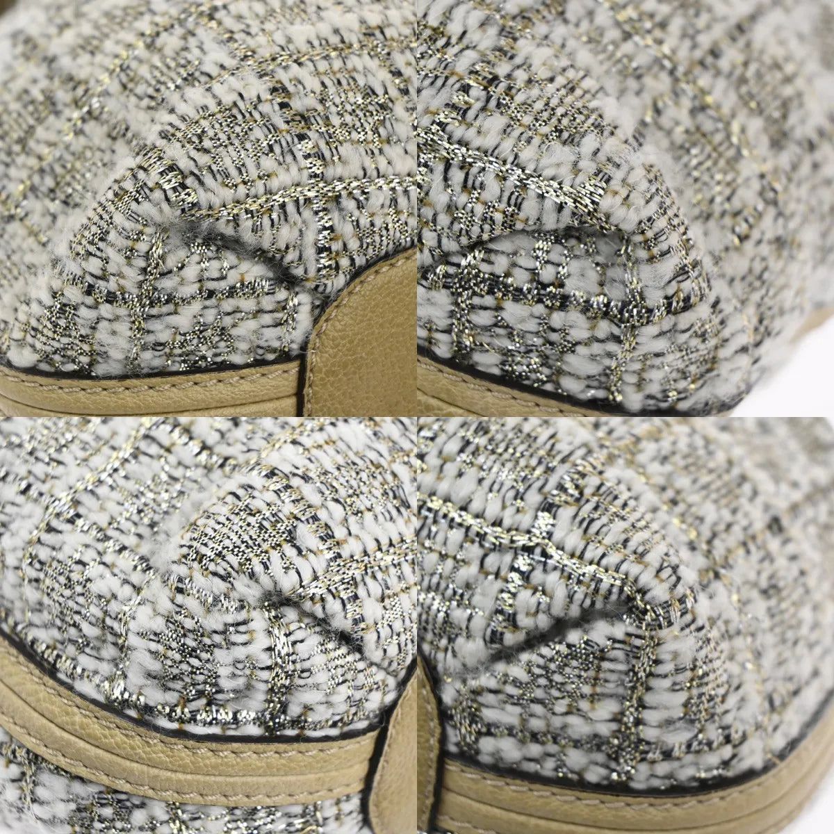 Chloe Elsie Tweed Leather, Beige, Tweed, Shoulder Bag