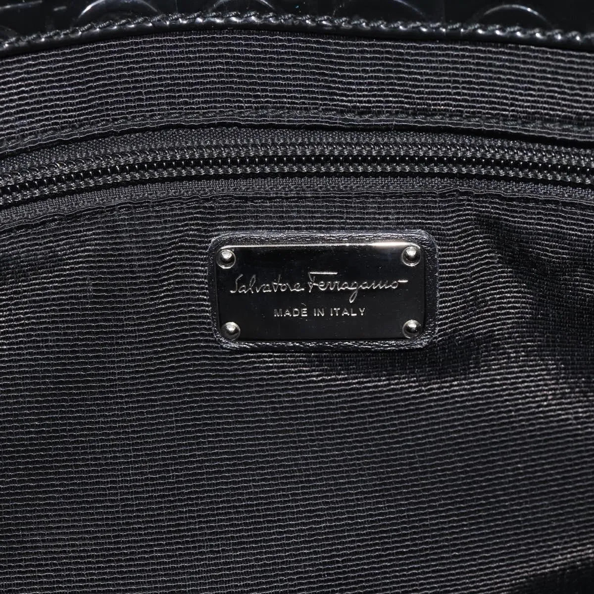 Salvatore Ferragamo Gancini Tote Patent leather, Black, Patent Leather, Tote Bag