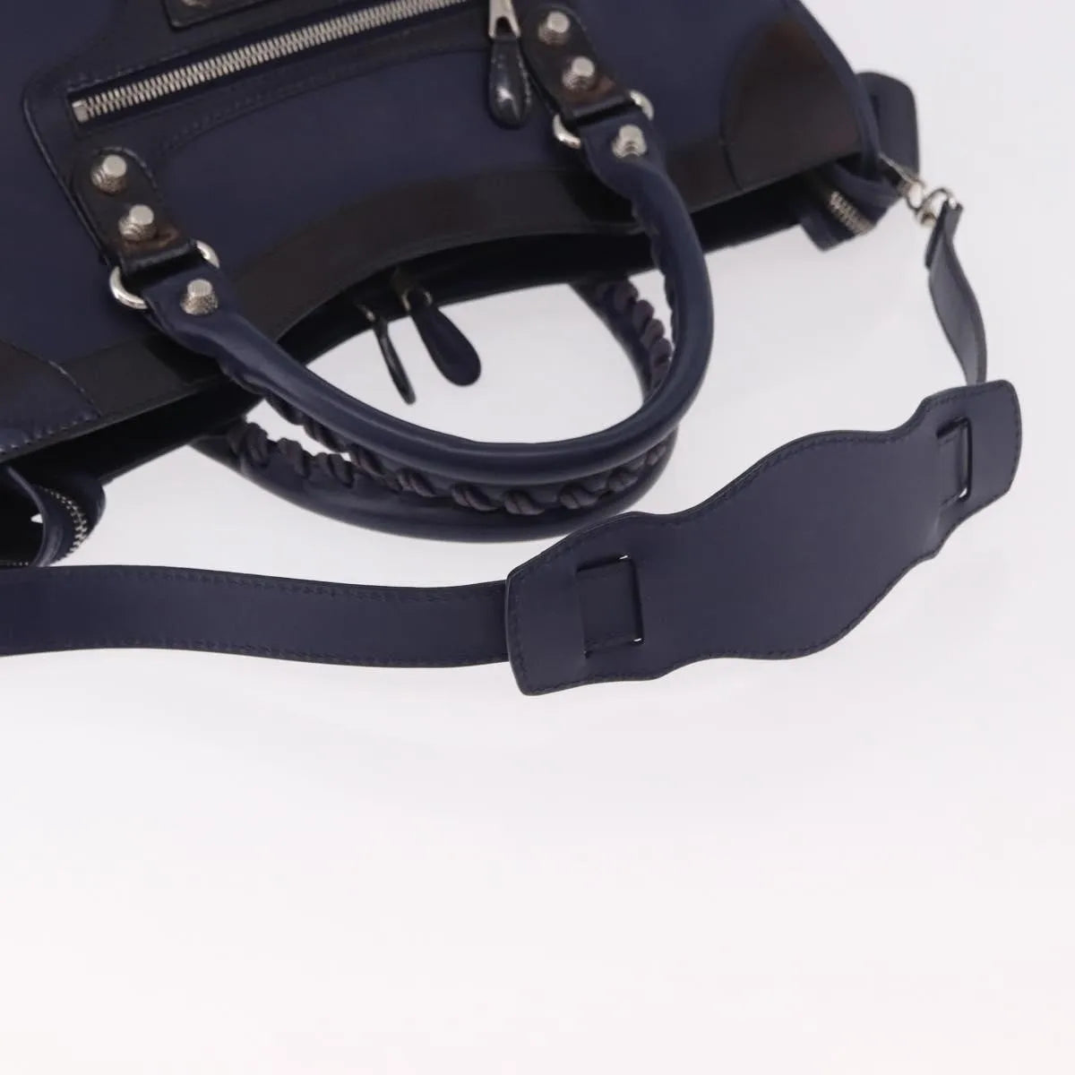 Balenciaga Holiday City Giant Studs Matte Calfskin, Navy, Leather, Handbag