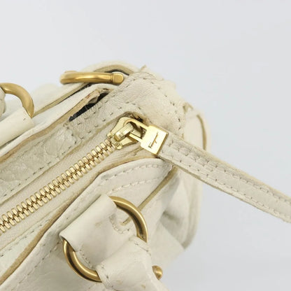 Salvatore Ferragamo Gancini Leather, White, Leather, Handbag