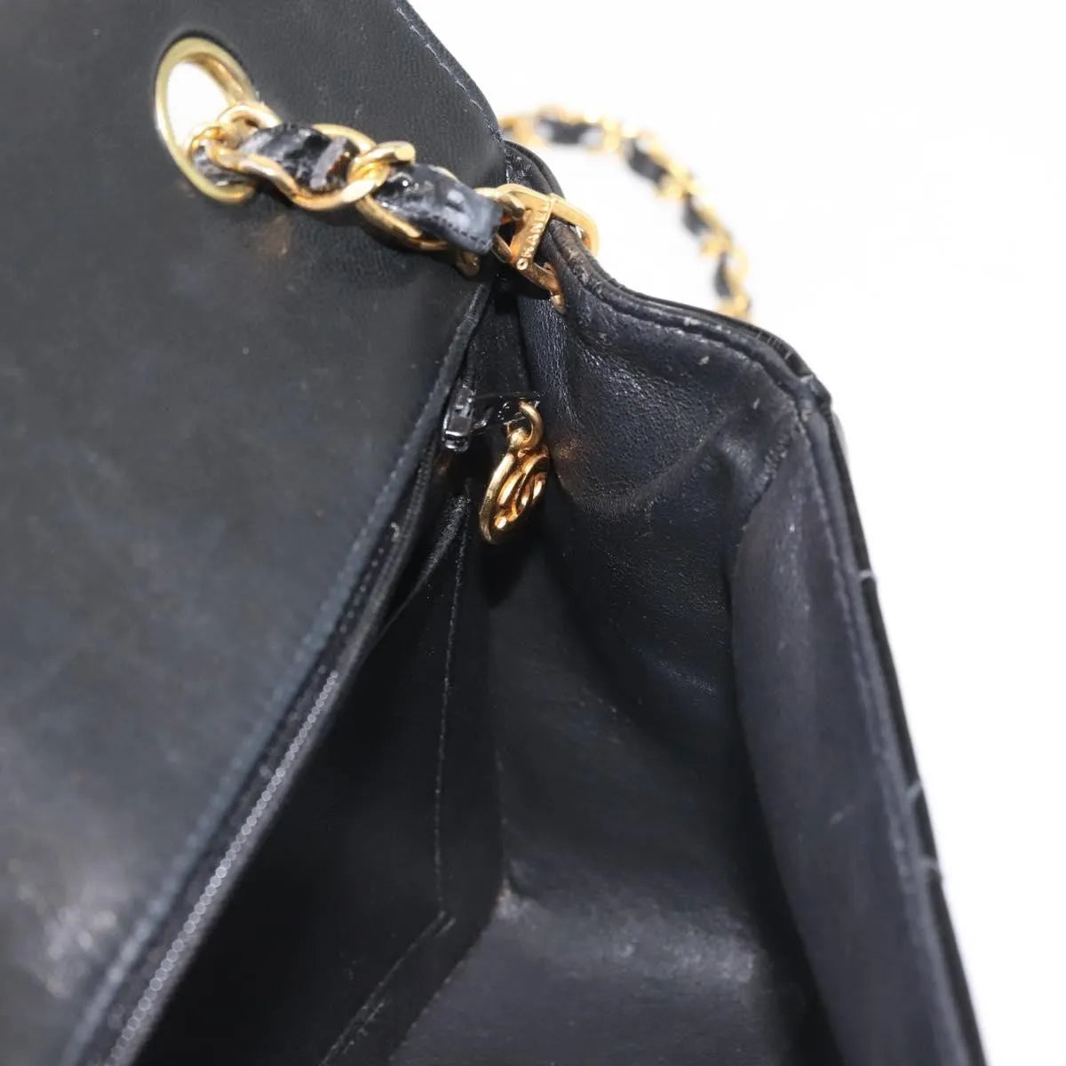 Chanel Vintage Diana Flap Quilted Patent, Black, Patent Leather, Shoulder Bag