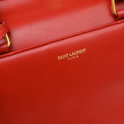 Saint Laurent Classic Duffle Leather, Red, Leather, Handbag
