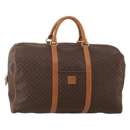 Celine Vintage Duffle Canvas and Leather, Brown, Canvas, Travel Bag