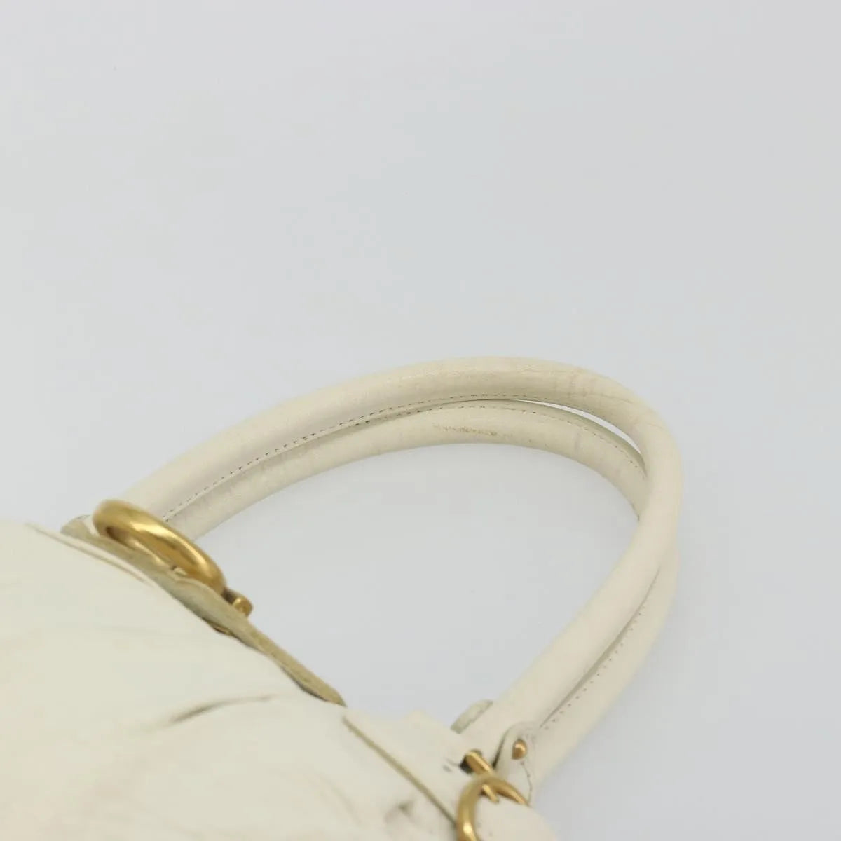 Salvatore Ferragamo Gancini Leather, White, Leather, Handbag