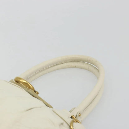 Salvatore Ferragamo Gancini Leather, White, Leather, Handbag