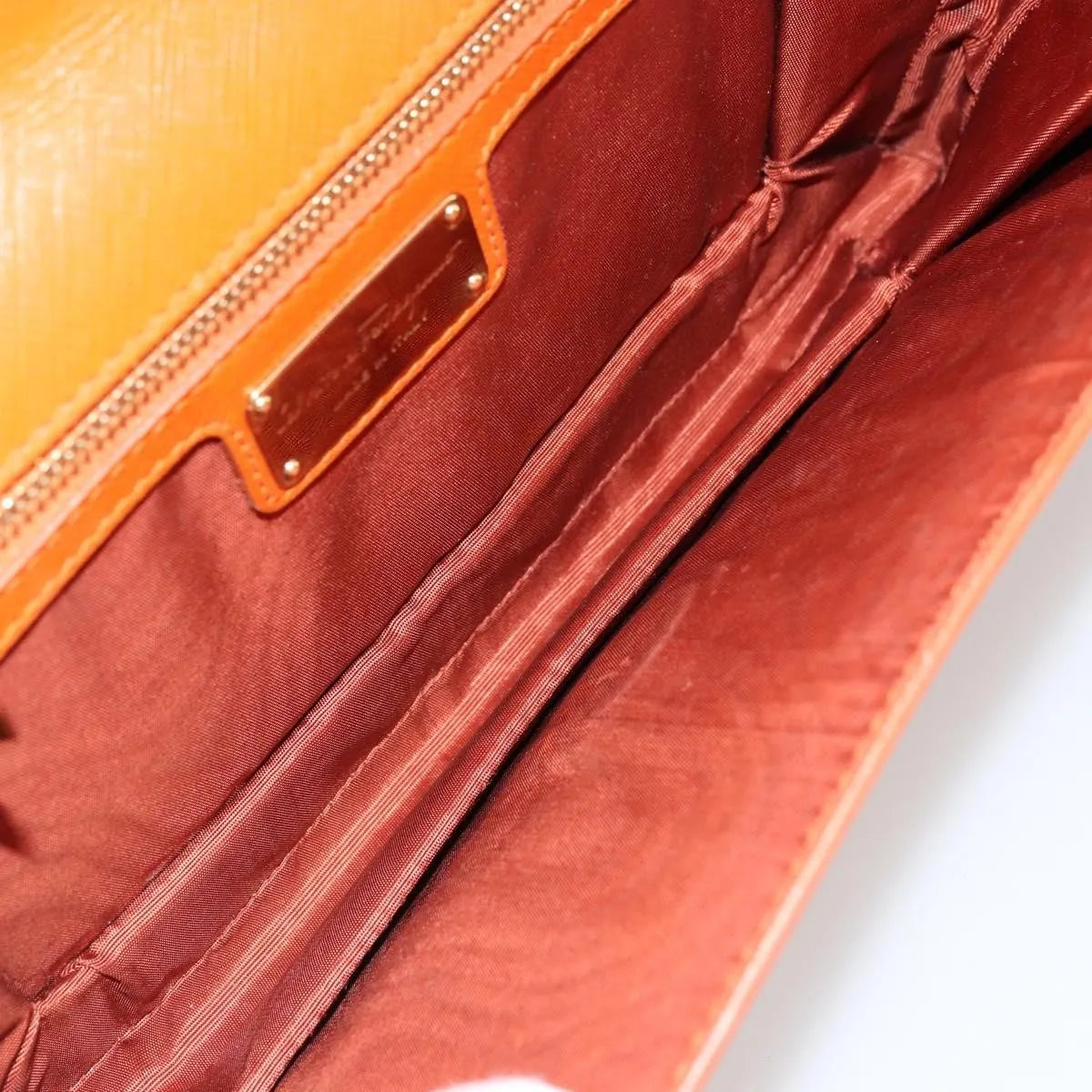 Salvatore Ferragamo Vara Bow Chain Clutch Leather, Orange, Leather, Shoulder Bag