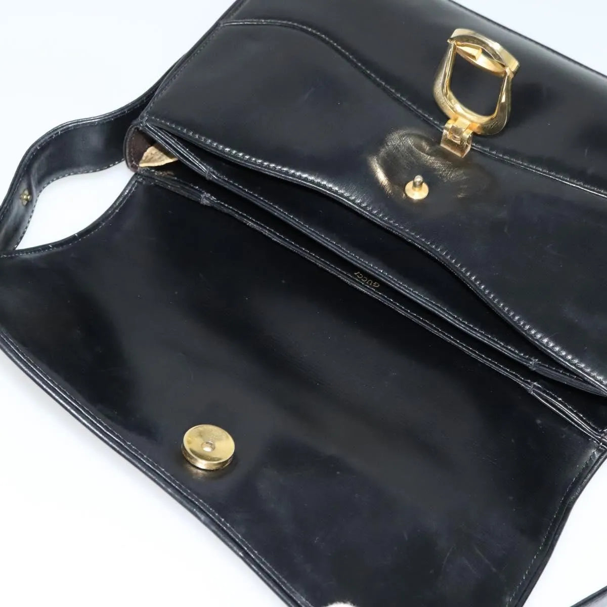 Gucci Vintage Leather, Black, Leather, Shoulder Bag