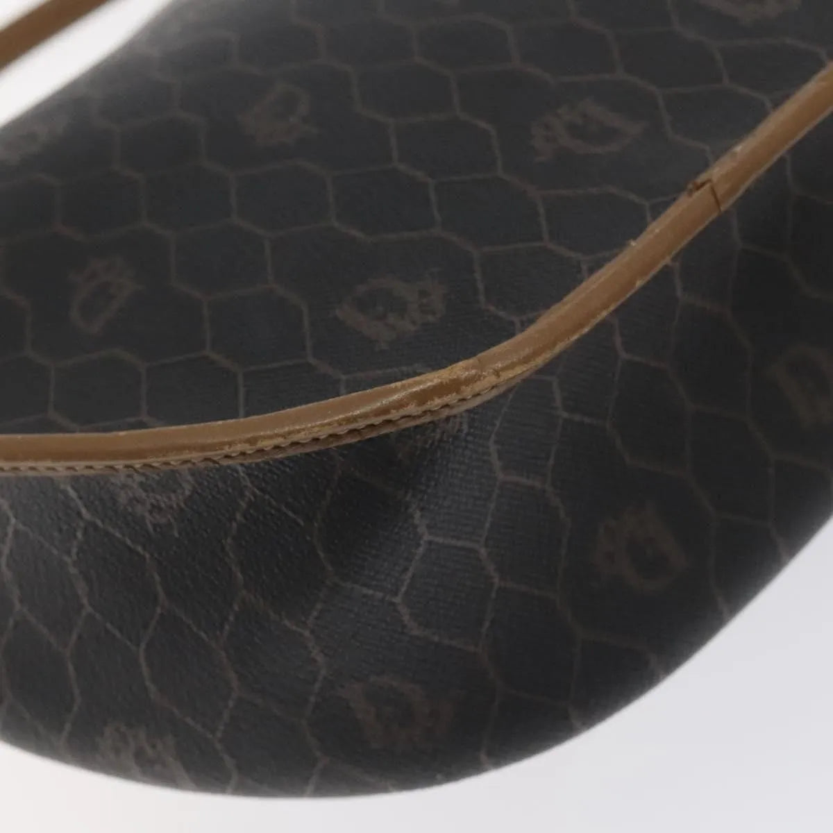 Christian Dior Vintage Honeycomb Flap Coated Canvas, Black, Canvas, Shoulder Bag