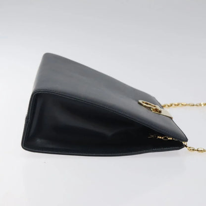 Salvatore Ferragamo Vintage Gancini Chain Leather, Navy, Leather, Shoulder Bag