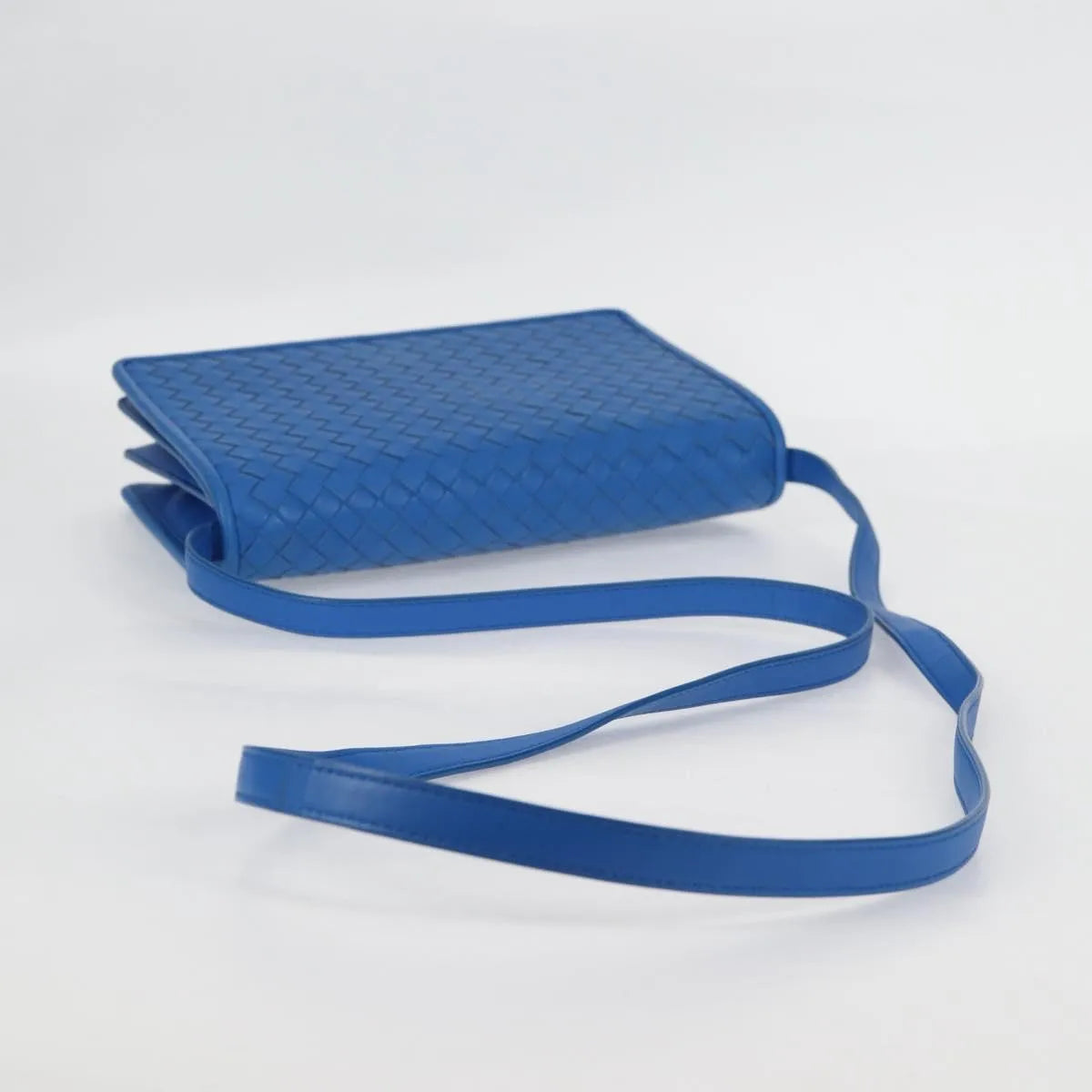 Bottega Veneta Double Compartment Flap Intrecciato Nappa, Blue, Leather, Shoulder Bag