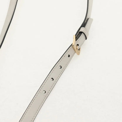Miu Miu Madras Crystal Buckle Leather, White, Leather, Shoulder Bag