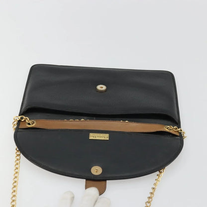 Christian Dior Vintage Chain Flap Leather, Black, Leather, Shoulder Bag