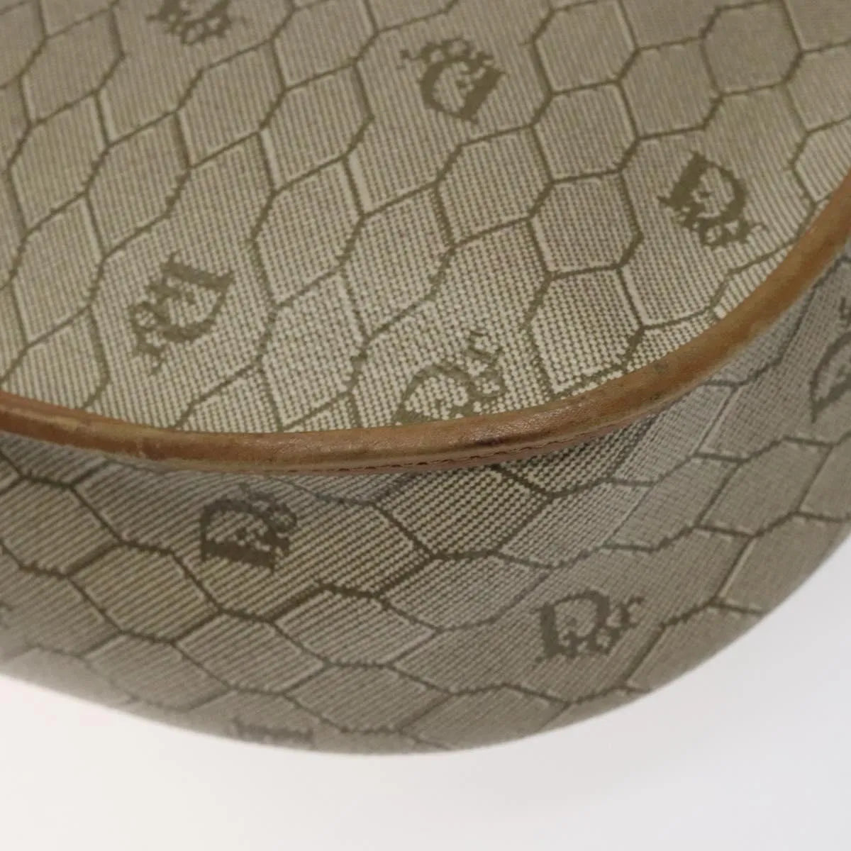 Christian Dior Vintage Honeycomb Canvas, Beige, Canvas, Shoulder Bag