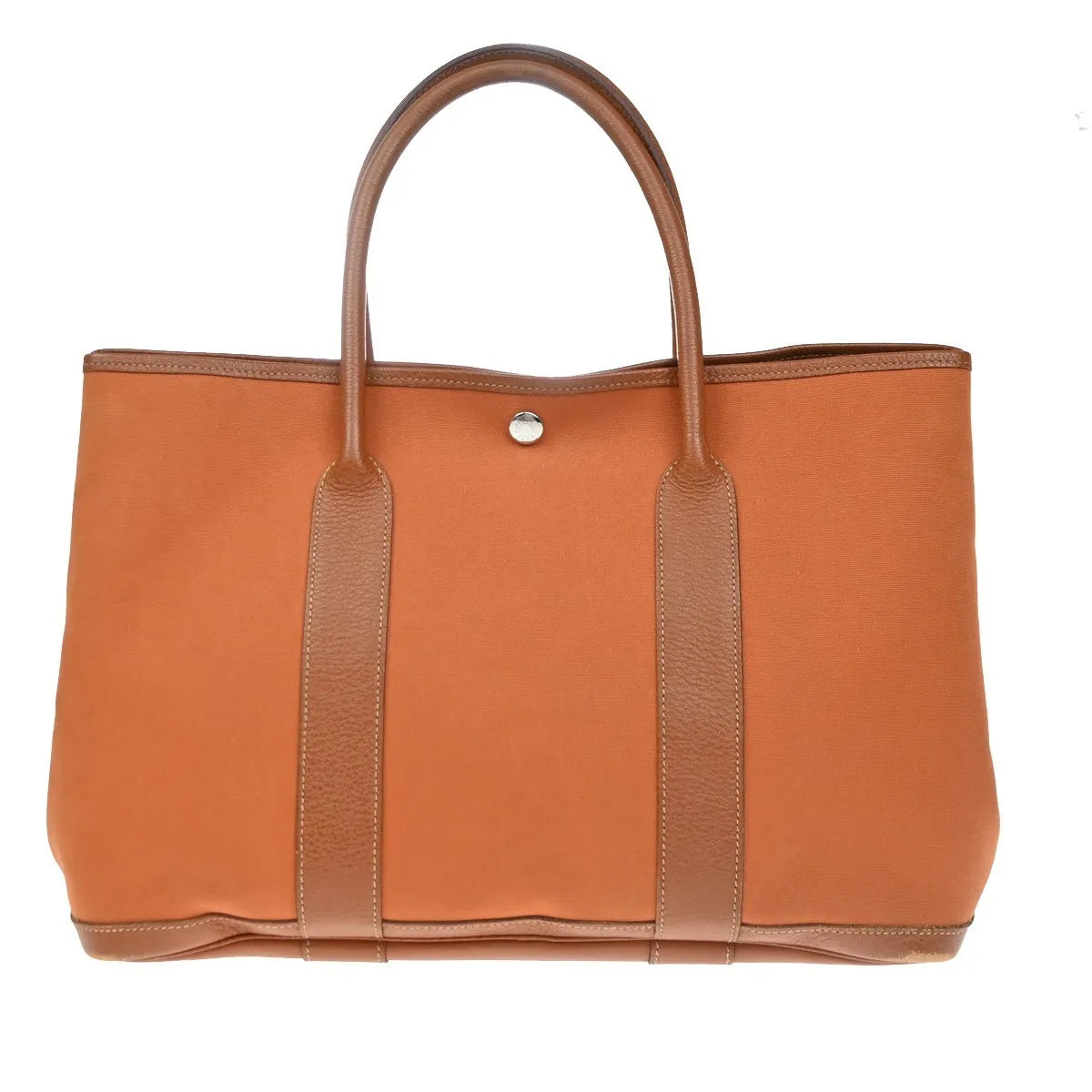 Hermes Garden Party Toile and Leather, Orange, Canvas, Handbag