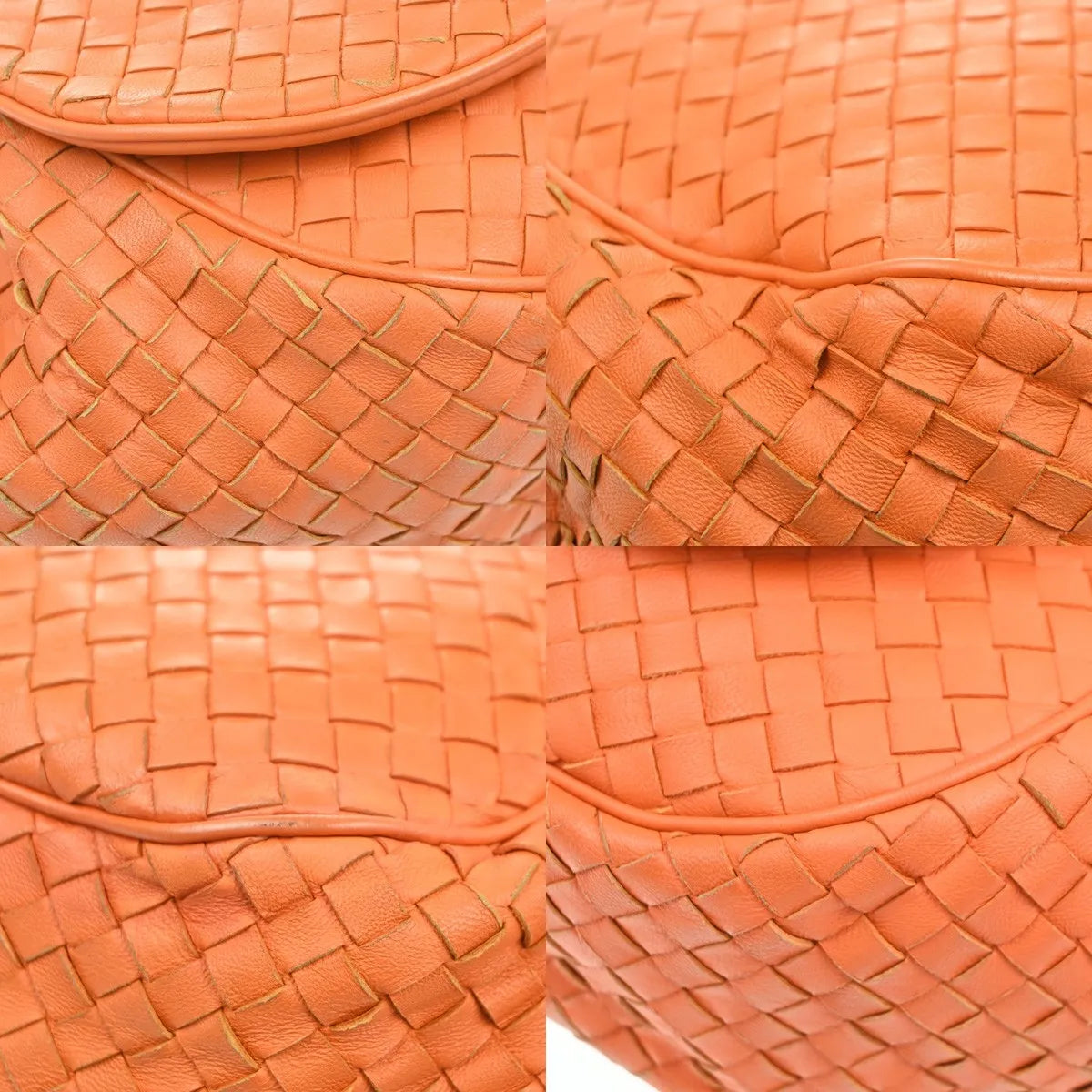 Bottega Veneta Intrecciato Shoulder Leather, Orange, Leather, Handbag