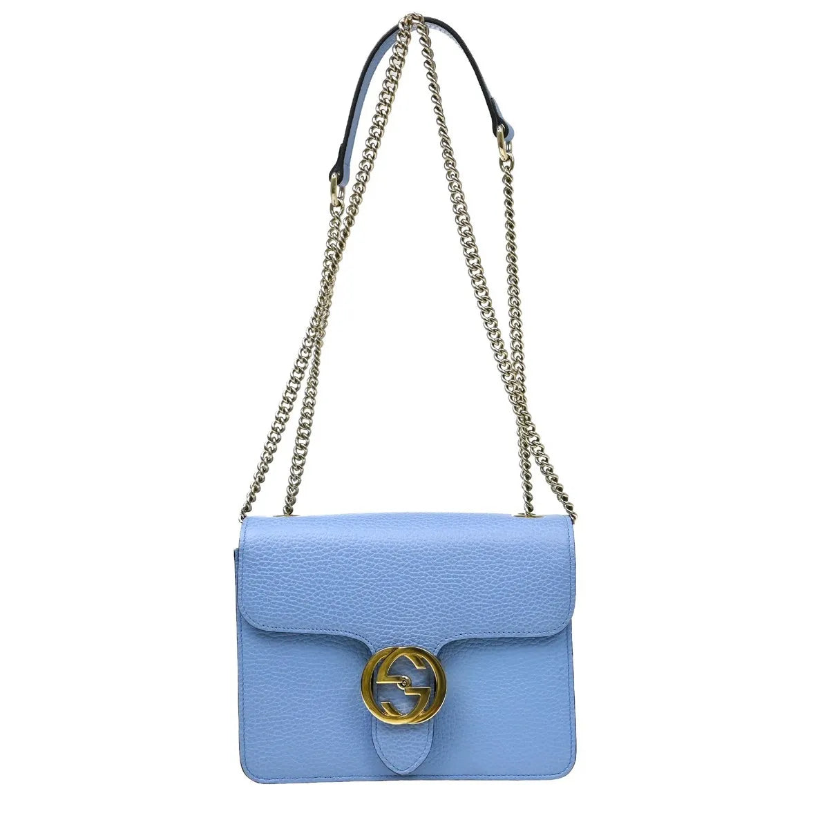 Gucci Interlocking Leather, Blue, Leather, Shoulder Bag
