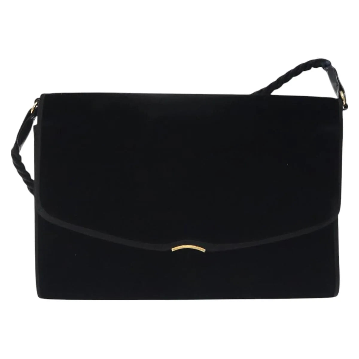 Gucci Vintage Flap Velvet, Black, Velvet, Shoulder Bag