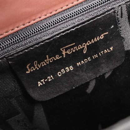 Salvatore Ferragamo Gancini Convertible Top Handle Leather, Brown, Leather, Handbag