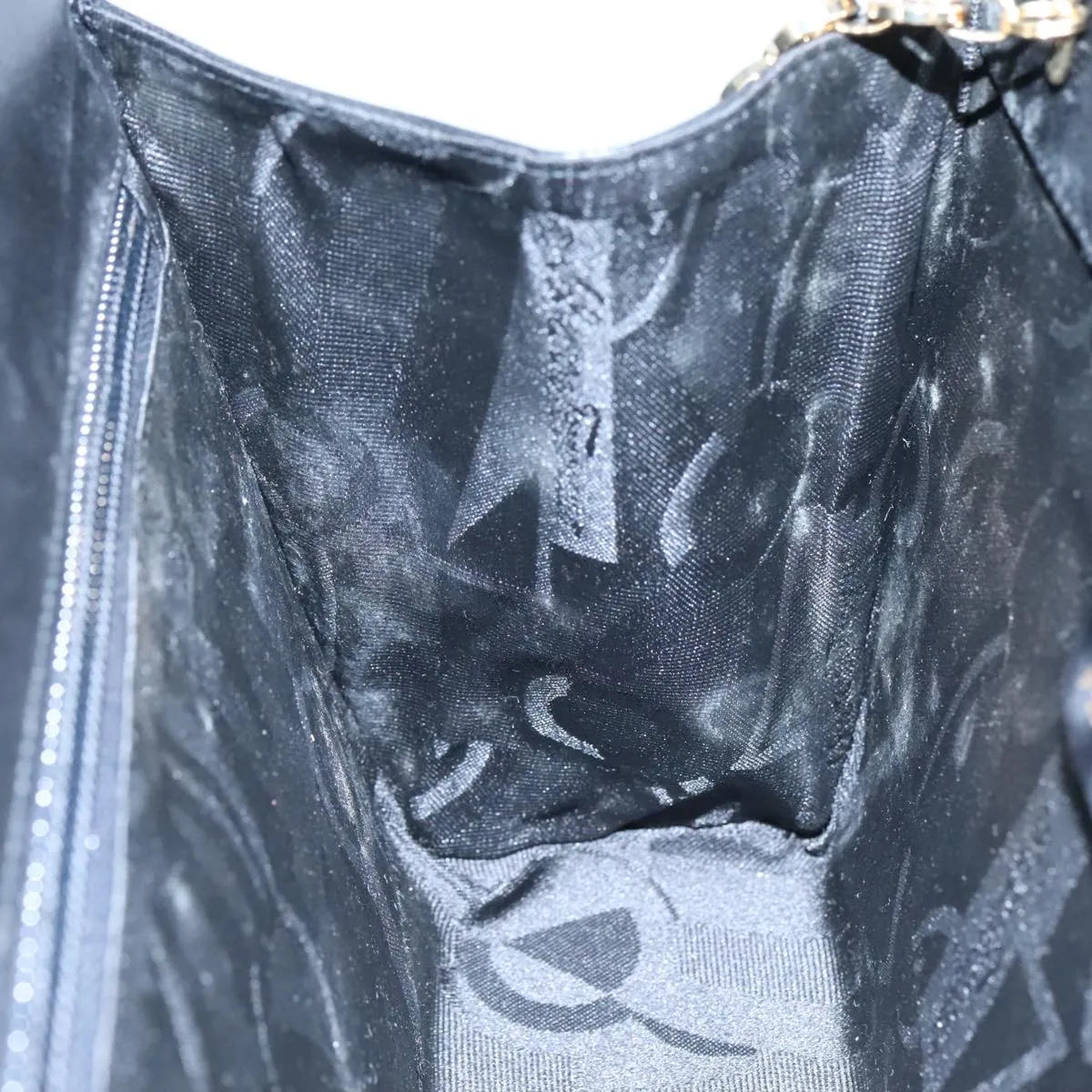 Salvatore Ferragamo Vintage Gancini Chain Leather, Black, Leather, Shoulder Bag