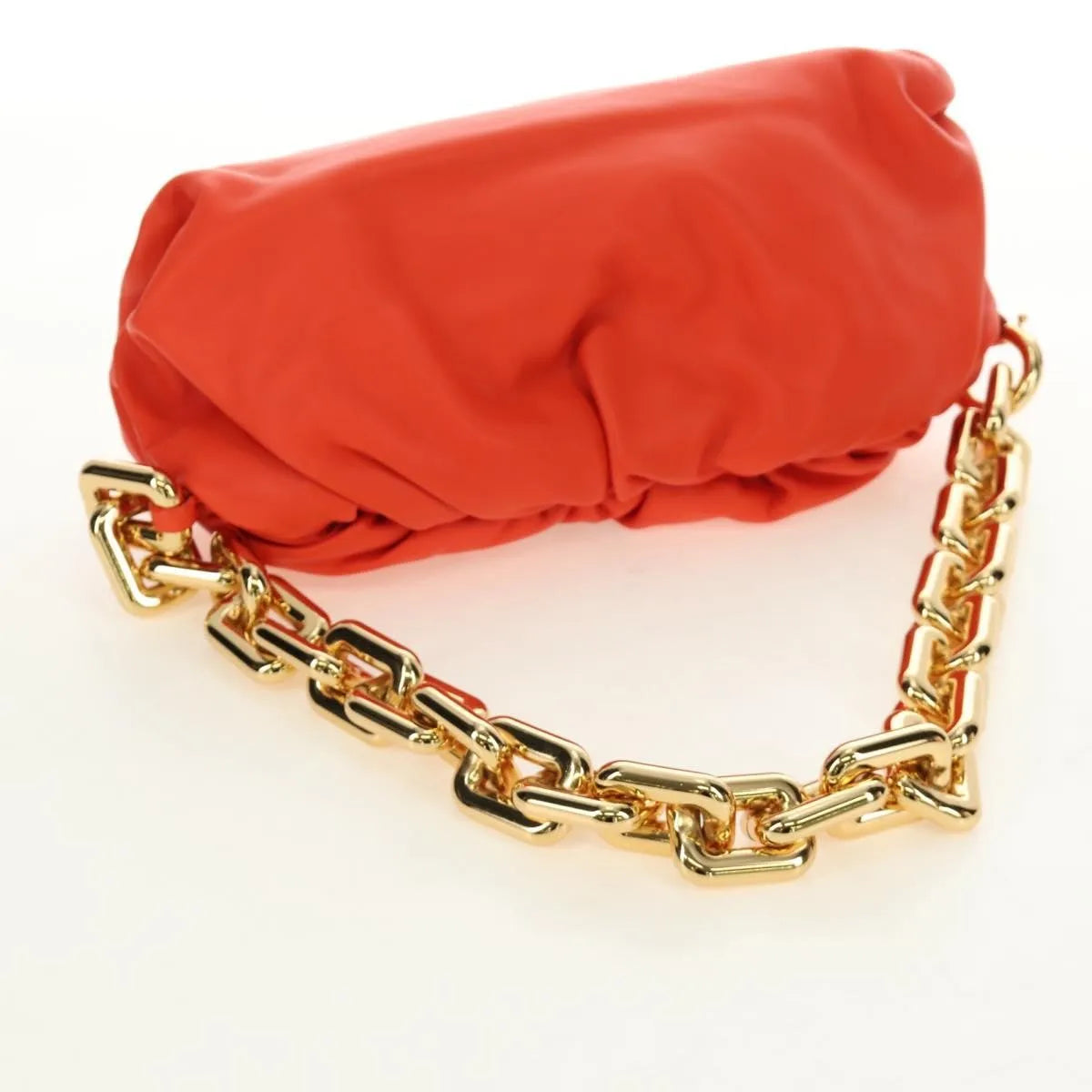 Bottega Veneta The Chain Leather, Orange, Leather, Shoulder Bag