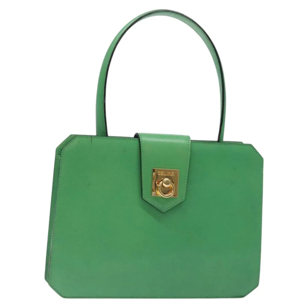 Celine vintage Leather, Green, Leather, Handbag