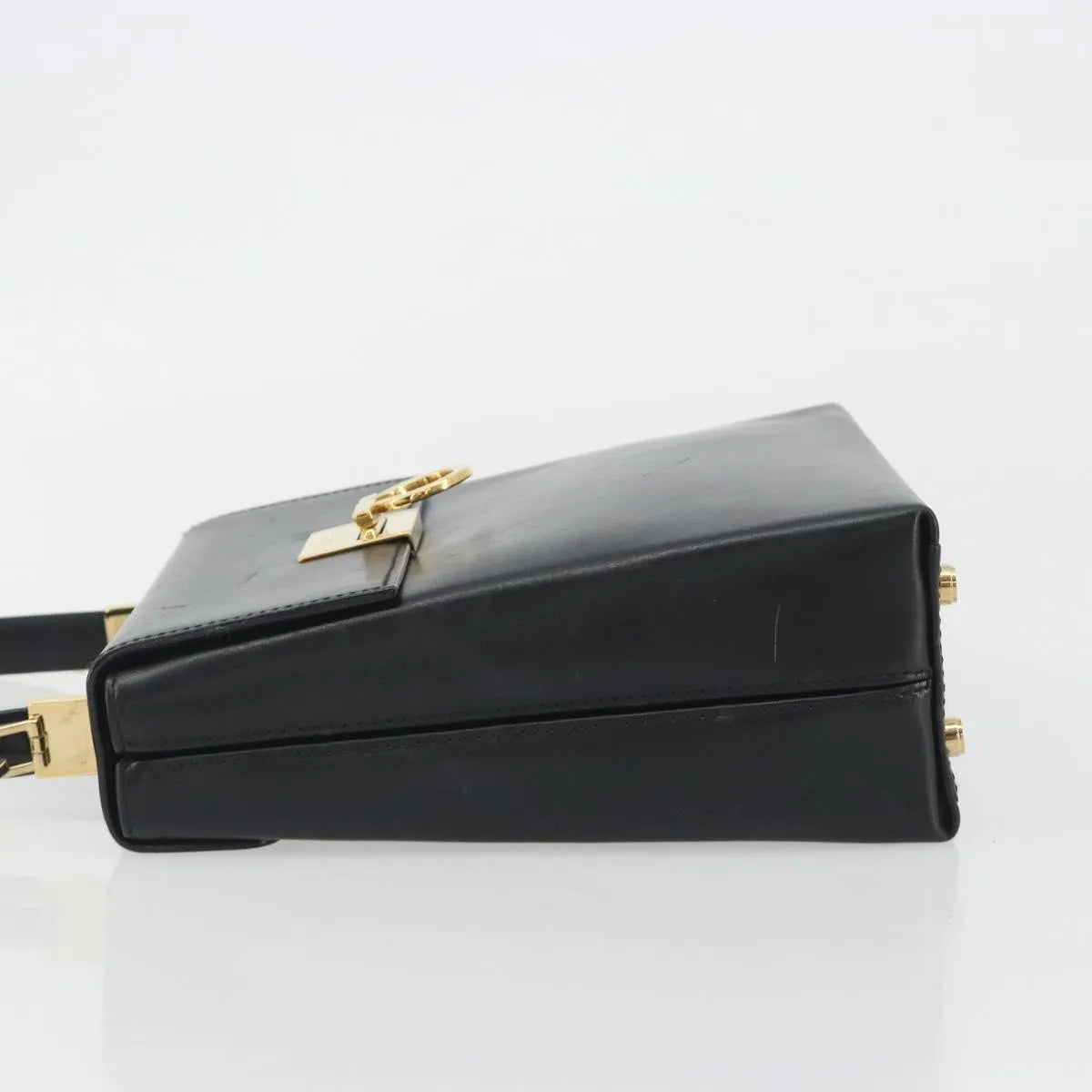 Salvatore Ferragamo Gancini Convertible Top Handle Leather, Black, Leather, Handbag