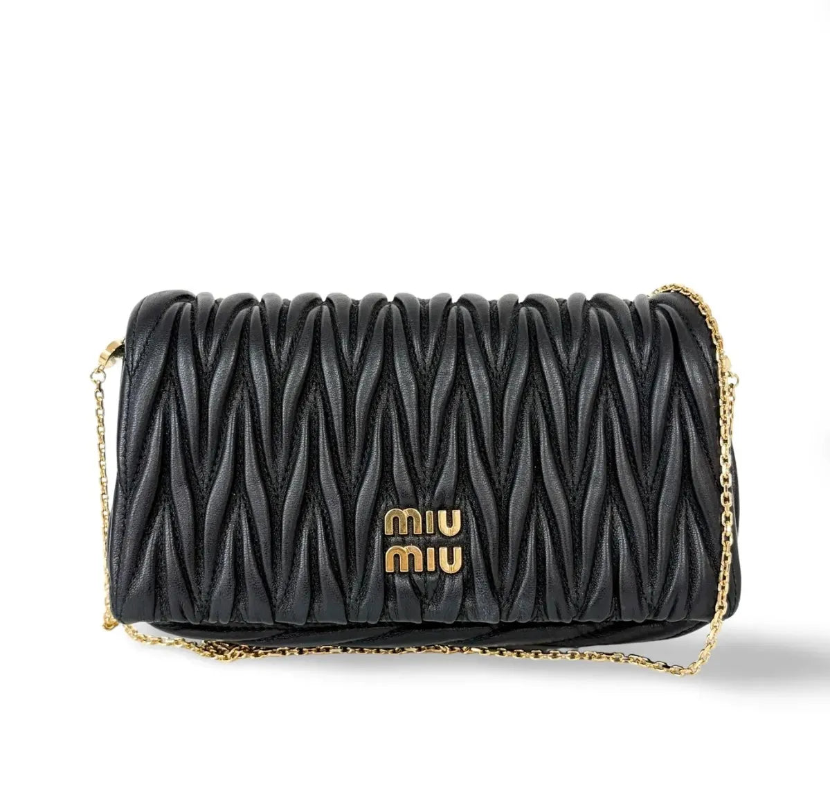 Miu Miu Nappa Matelassè Leather, Black, Leather, Handbag