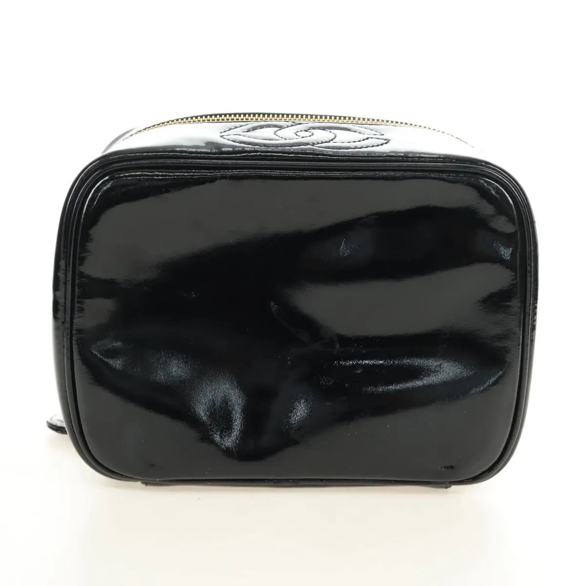 Chanel Vintage Timeless Cosmetic Case Patent, Black, Patent Leather, Handbag