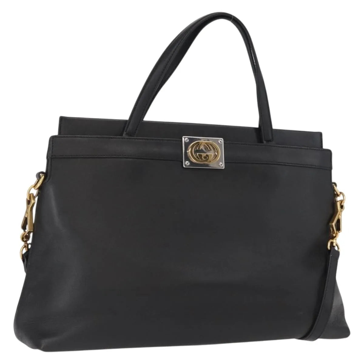 Gucci Linea Matisse Interlocking G Top Handle Tote Leather, Black, Leather, Shoulder Bag