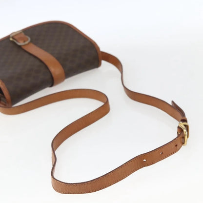 Celine Vintage Macadam Canvas and Leather, Brown, Canvas, Shoulder Bag
