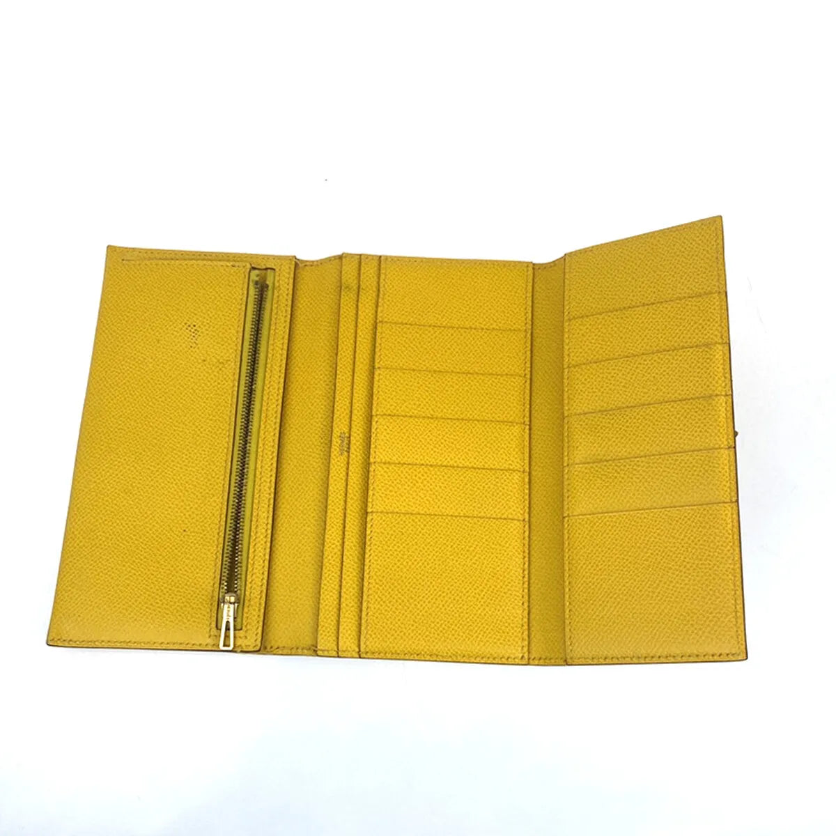 Hermes Bearn Trifold Epsom, Yellow, Leather, Wallet
